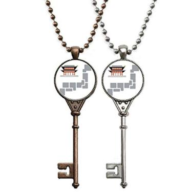 Imagem de OFFbb-USA Prédios de azulejos de tijolos tradicionais japoneses, chaveiro, pingente, joias, decoração de casais