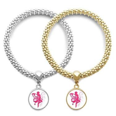 Imagem de DIYthinker Pingente de borboleta com asa rosa lindo amante de anjo joia corrente para presente de casal