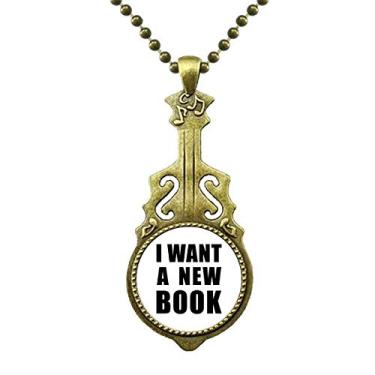 Imagem de DIYthinker Colar I Want A New Book Art Deco Presente Fashion Colar de Guitarra Antiga Pingente de Música