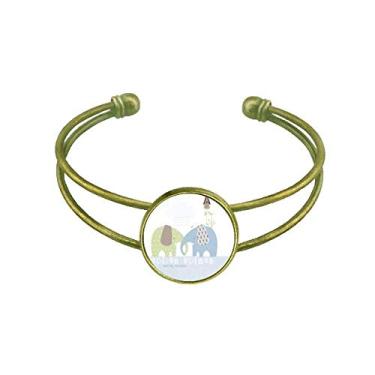 Imagem de Bracelete retrô com estampa de elefante azul e verde chuva
