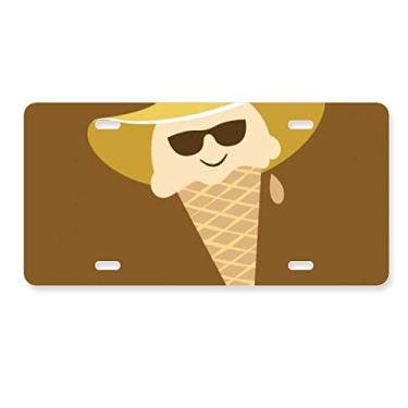 Imagem de DIYthinker Chapéu óculos cabeça doce sorvete placa de licença decoração aço inoxidável automóvel