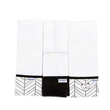 Imagem de Biramar Baby Conjunto 3 Fraldas Para Bebê Cremer Luxo Barrado Aisha Preto Preto Pacote De 3