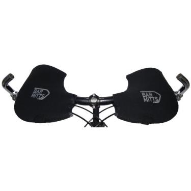 Imagem de Bar Mitts Luvas para guidão de neoprene para montanha/transporte em clima frio, duas aberturas de extremidade em barra, grande, preta