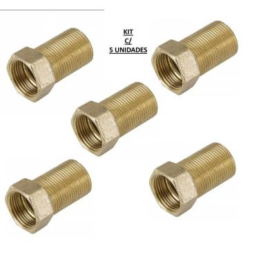 Imagem de KIT 5 PC NIPLE LATAO PROLONGADOR 1/2X1/2 CONEXAO LONGO 4,8cm