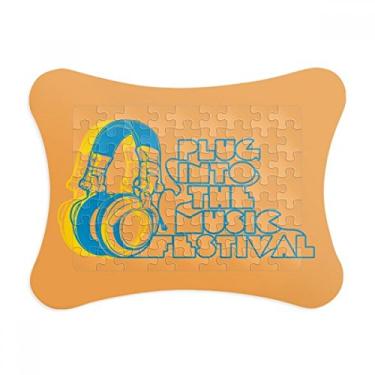 Imagem de Fone de ouvido com estampa de música laranja, moldura de quebra-cabeça decoração de imagem enfeite de jogo