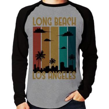 Imagem de Camiseta Raglan Long Beach Los Angeles Manga Longa - Foca Na Moda