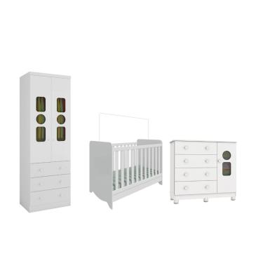 Imagem de Quarto Completo Bebê Moveis Peroba Tedy 02 pts americano MDF