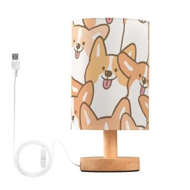 Imagem de KLL Luminária de mesa para leitura, luminária de cabeceira de cachorro fofo com porta USB, lâmpada de leitura de mesa LED recarregável para quarto, sala de estudo, dormitório, escritório
