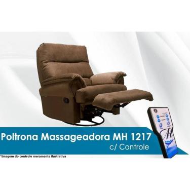 Imagem de Poltrona Reclinável c/Massagem p/ Sala MH 1217 Two Way Suede Marrom - Herval