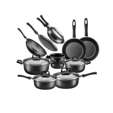 Imagem de Jogo Conjunto De Panelas 10 Peças Antiaderente Tampa Vidro