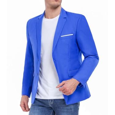 Imagem de Datysum Blazer masculino casual, esportivo, leve, para festa, preto, padrinho, casaco esportivo com dois botões, Jaqueta azul royal, 4X-Large