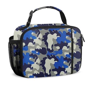 Imagem de esouler Lancheira infantil isolada para meninos e meninas lancheira infantil durável para escola com suporte de garrafa de água - camuflagem