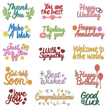 Imagem de INFUNLY Molde de palavras para fazer cartões, palavras de bênção, moldes de corte de metal, parabéns, moldes cortados, molde de estêncil em relevo de feliz aniversário, para decoração de scrap-booking, casamento, aniversário, Páscoa