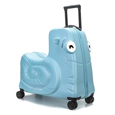 Imagem de SEA PUNK Bagagem infantil, bagagem de passeio infantil com rodinhas giratórias, mala de viagem infantil ajuda seu filho a relaxar, bagagem de mão com trava de senha, Azul, 22 inches, Bonito