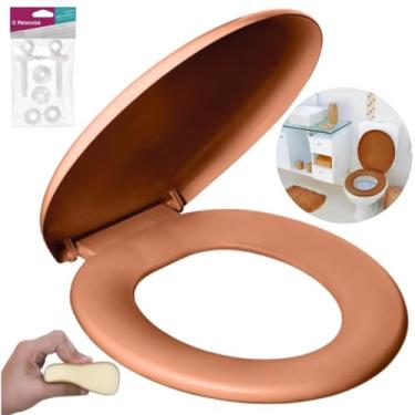 Imagem de Assento Tampa Vaso Sanitário Oval Almofadado + Jogo de Parafusos de Fixação para Assento Sanitário