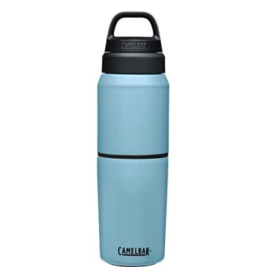 Imagem de CamelBak Garrafa de água e copo de viagem MultiBev – Aço inoxidável isolado a vácuo – azul escuro – garrafa de 482 ml e copo de 350 ml