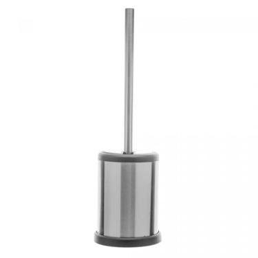 Imagem de Escova Sanitária Para Limpeza Vaso Sanitário Privada Escovinha De Banheiro Com Cerdas Macias E Suporte Em Aço Inox Escovado