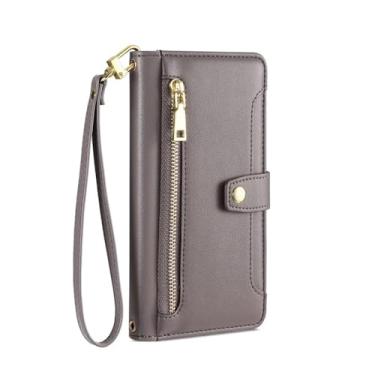 Imagem de Capa crossbody para Samsung Galaxy S24 Ultra S24 PLus S23 FE M34 A25 A15 A35 A55 5G A05 A05S Carteira Flip Phone Case com cordão, cinza, para Samsung S24