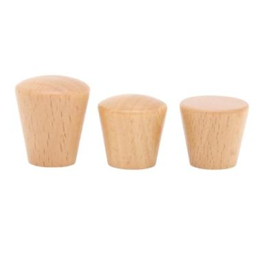 Imagem de Armários de madeira 6 peças puxadores de guarda-roupa puxadores cônicos gaveta de porta puxadores de cozinha redondos de furo único puxadores de móveis ferragem, faia, madeira, 24x28mm