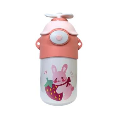 Imagem de Garrafa Térmica Infantil 550ml com Hélice e Alça Inox Resistente Estampa Coelhinha Cor Rosa