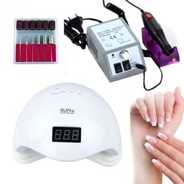 Imagem de Kit Unha Gel Manicure Iniciante Cabine Estufa Gel Uv Com Timer + Lixad