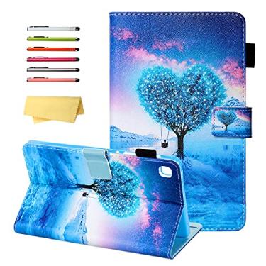 Imagem de UUcovers Capa fólio para Samsung Galaxy Tab A7 Lite 8,7 polegadas modelo 2021 (SM-T225/T220) com suporte para lápis, suporte multivisualização, capa magnética leve de couro PU à prova de choque, árvore com glitter azul