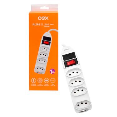 Imagem de Filtro de Linha OEX, TM102, 4  Tomadas, Bivolt,  Branco