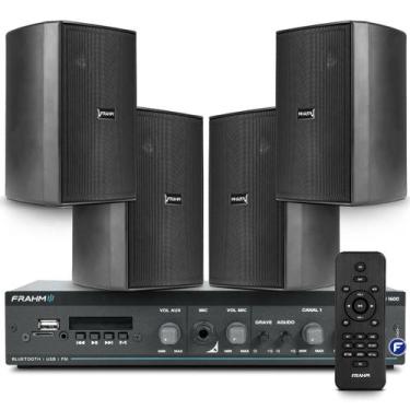 Imagem de Kit Som Ambiente Area Gourmet Bluetooth Usb Sd + 4 Caixas Acustica Int
