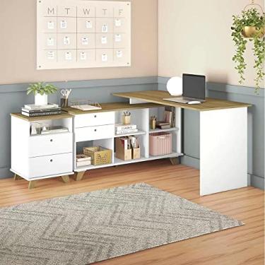 Imagem de Conjunto Home Office Escrivaninha em L 2 Gavetas Gaveteiro 2 Gavetas