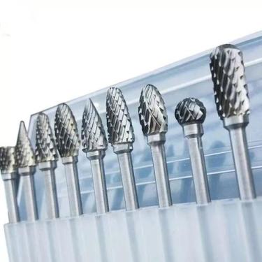 Imagem de 10 Pçs Ponta Montada Fresa Dremel Tungstênio Retifica Metal - Ferreira