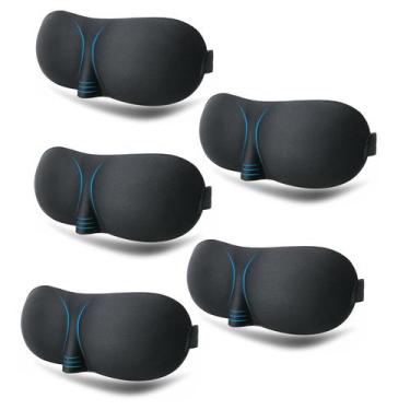 Imagem de Kit 5x Máscara Tapa Olhos Para Dormir 3D Unissex Blackout Confortável 