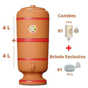 Imagem de Filtro de Barro para água Tradicional 4 Litros com 1 Vela e 1 Boia - S