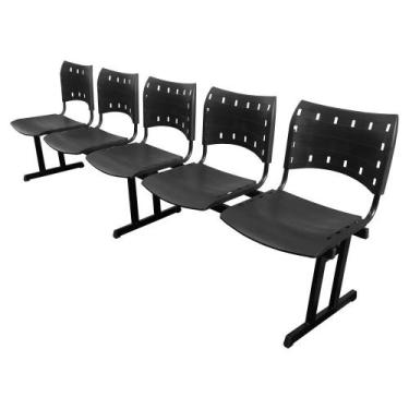 Imagem de Cadeira ISO PP RP Longarina 5 Lugares Preta - MAK DECOR