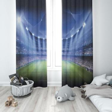 Imagem de Cortina Tecido Oxford Quarto Infantil Futebol Estadio Champions - 220x