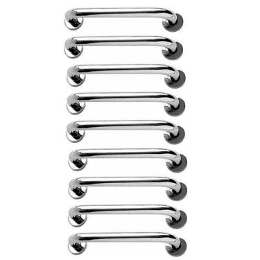 Imagem de Alça de Apoio Barra 30cm Inox Kit 9 Uni Segurança Idoso Acessibilidade