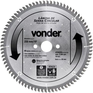 Imagem de Lamina Serra Circular Vídea 250x30x3,2mm 72 Dentes 5300 Rpm - Vonder