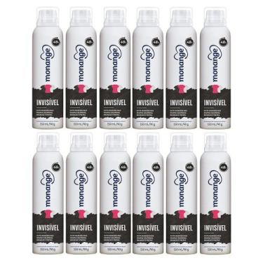 Imagem de Kit 12 Desodorante Monange Invisível Aerosol Antitranspirante 48h com 