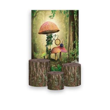 Imagem de Painel De Festa Vertical 1,50 x 2,20 + Trio De Capas Cilindro - Bosque