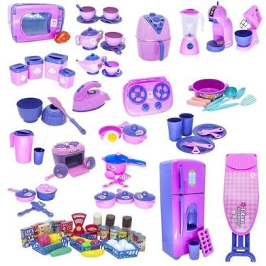 Imagem de Mega Kit Completo Infantil Cozinha Eletro Mercado 100Pç - Altimar