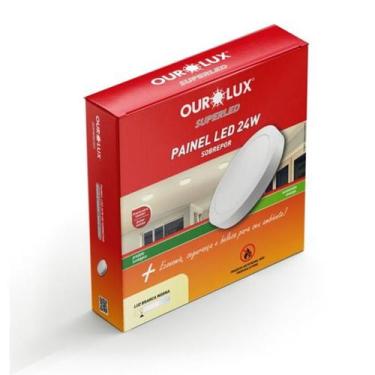 Imagem de Luminaria LED Sobrepor Redonda 24 watts 2700K Branco Morno OUROLUX