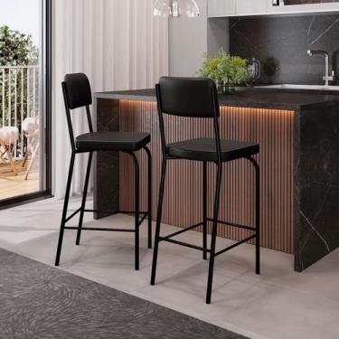 Imagem de Banqueta Kit 2 Banquetas Embal Vintage Preto - Art Panta, Preto, Indús