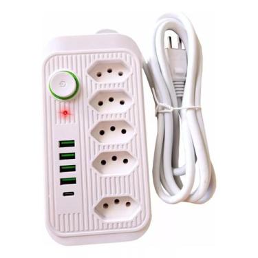 Imagem de Régua Extensão Elétrica 5 Tomadas Com 4 Usb  Bivolt CB-062 - Meilepai