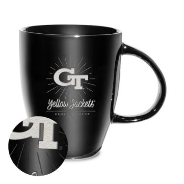 Imagem de Rico Industries NCAA Georgia Tech Yellow Jackets - GT Sunburst 510 g Caneca de cerâmica com brilho gravado a laser