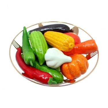 Imagem de Kit Decoração Legumes Artificial Isopor E Cesta Rose Redonda