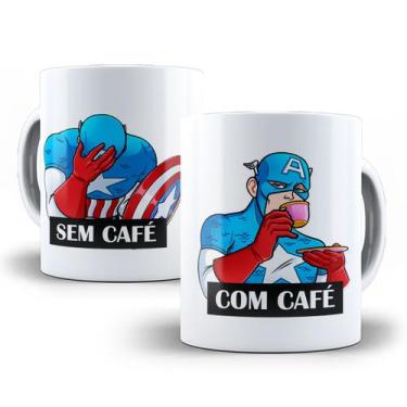 Imagem de Caneca Capitão América Com Café Sem Café Porcelana - Tio da Caneca