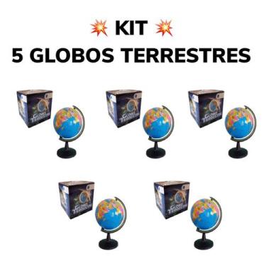 Imagem de Kit 5 Globos Terrestre Giratório Politico - 23cm x 16cm - GLB-01-1 - D