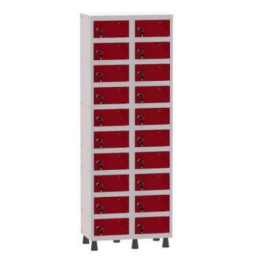 Imagem de Armário Porta Objetos de Aço 2 Vãos 20 Portas Fechadura Pandin 1,90 m 