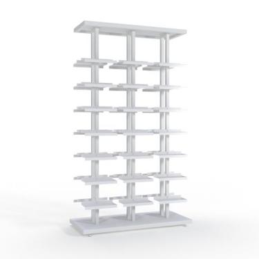 Imagem de Kit Expositor de Calçados com 3 Colunas Duplo e 42 Suportes Chapa Scre