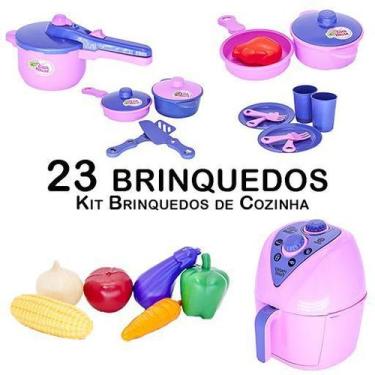 Imagem de Cozinha Infantil Jogo de Panela Air Fryer Prato Copo 23pç - Altimar