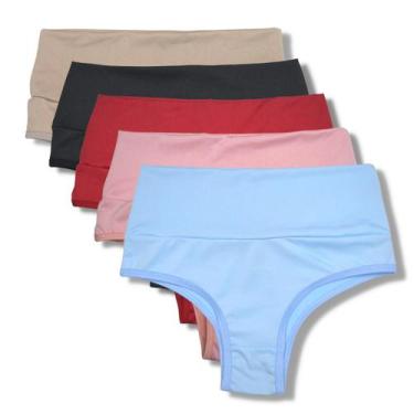 Imagem de Kit 10 Calcinha Feminina Cós Alto Duplo Atacado Revenda - VIÉRE, XXL